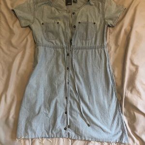 Denim dress with raw hem
